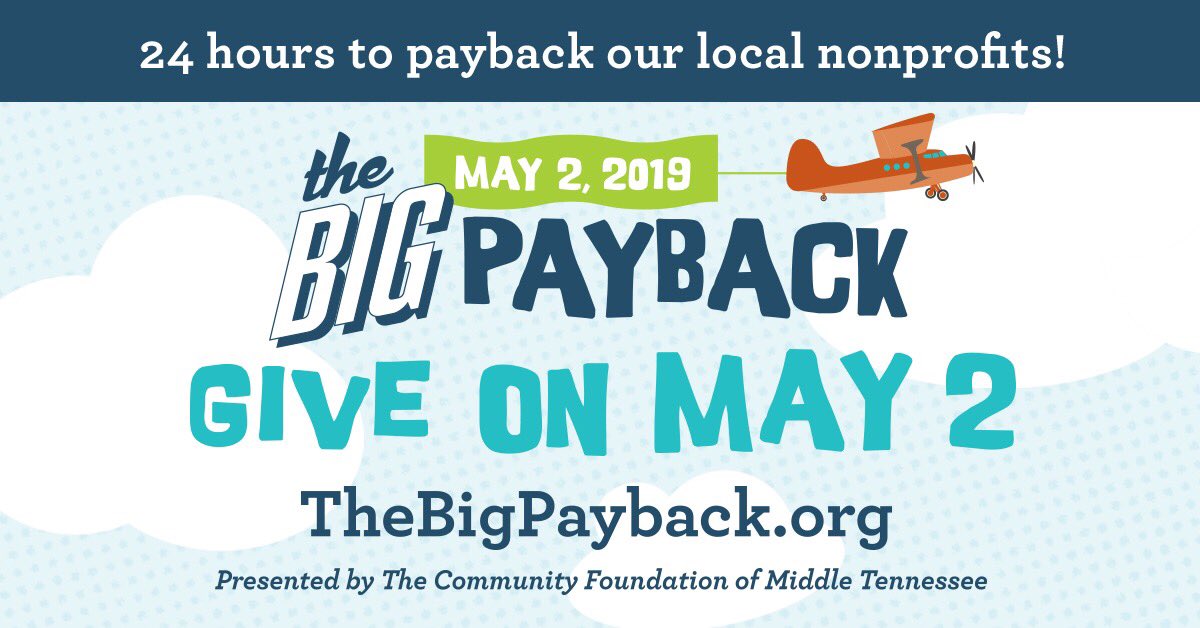 In honor of the annual Big Payback event today, we’re wishing good luck to all our clients and friends participating this year: <a href="/ahr_ahrhousing/">Affordable Housing Resources</a>, <a href="/insightcenters/">Insight Counseling</a>, @MLMusicCity, <a href="/FamilyCenterTN/">The Family Center</a> and <a href="/YWCANashville/">YWCA Nashville & Middle Tennessee</a>! Let's show them how Nashville does it, y'all.