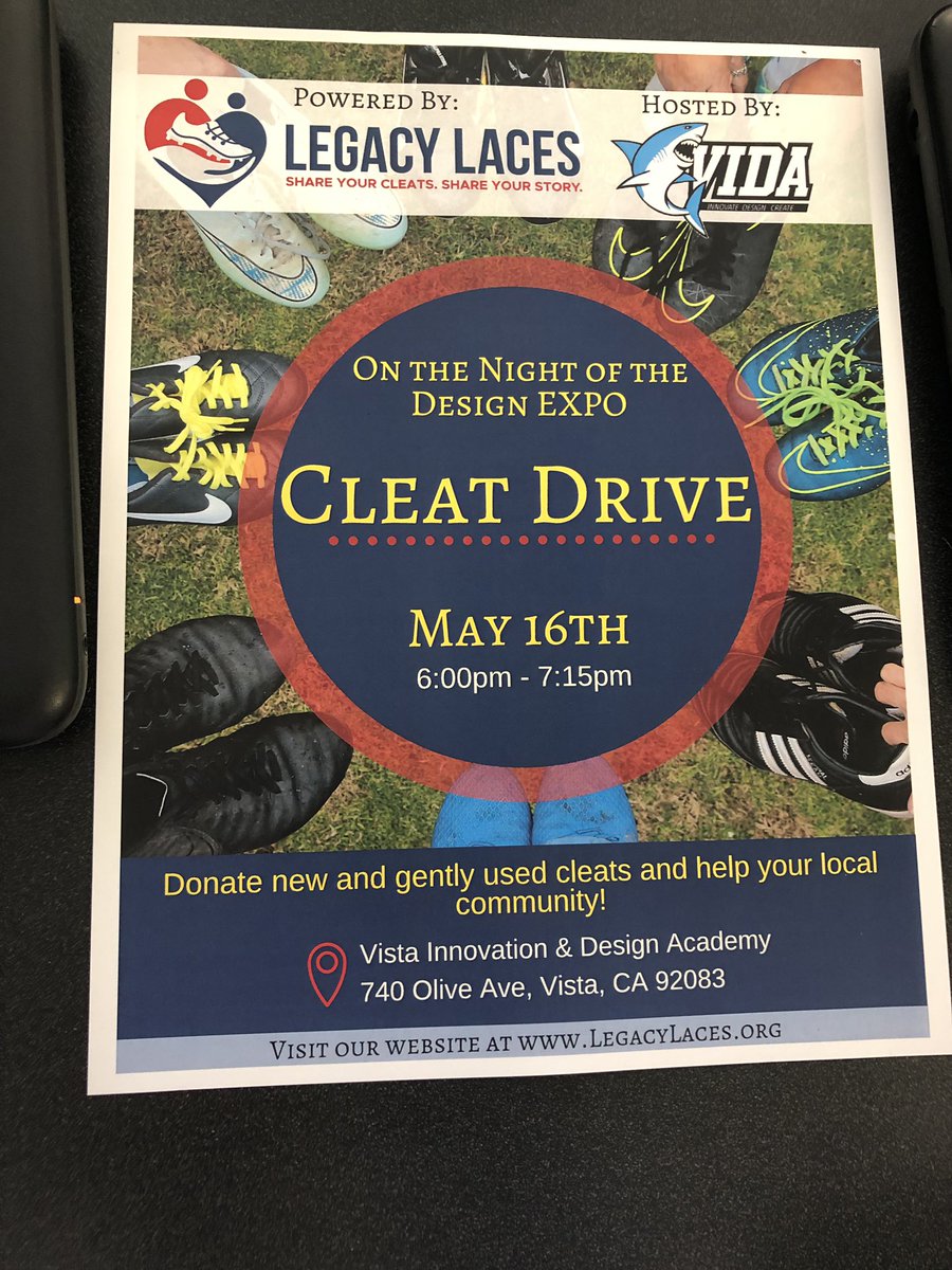 VIDADreamers's tweet photo. Miss Wood came in to talk to Character Leaders about @LegacyLaces! If you have any cleats that you aren’t using anymore you can bring them to the VIDA expo on May 16th from 6:00 to 7:15! https://t.co/fc3Ka7k2in