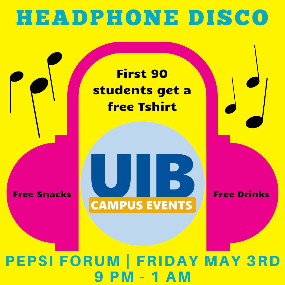 UIBJWURI's tweet photo. Who's excited for JWU's first Silent Disco?!? First 90 students will get a free Tshirt. Come by with your friends to enjoy a night of music, drinks &amp; snacks. The party will be in Pepsi Forum from 9 PM - 1 AM, see you all there! https://t.co/vfT2AeKYO4