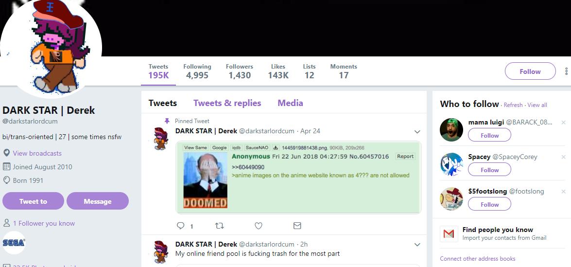 ethanchaotic's tweet image. @/us_kingdom This guy going around as his original name "kingdom hearts facts" decided to see if he could make the situation of the REAL "Ytp4life" (who now goes by "darkstarlordcum) to make a situation of him being a "pedophile" seem worse (1/2)