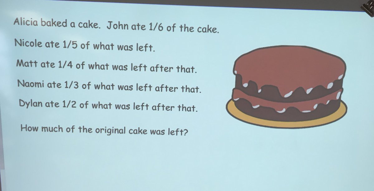 SchroedersGr8s's tweet image. Our problem today. Love how one group orally explained the logic, and another group proved it with the math. #fractionfun