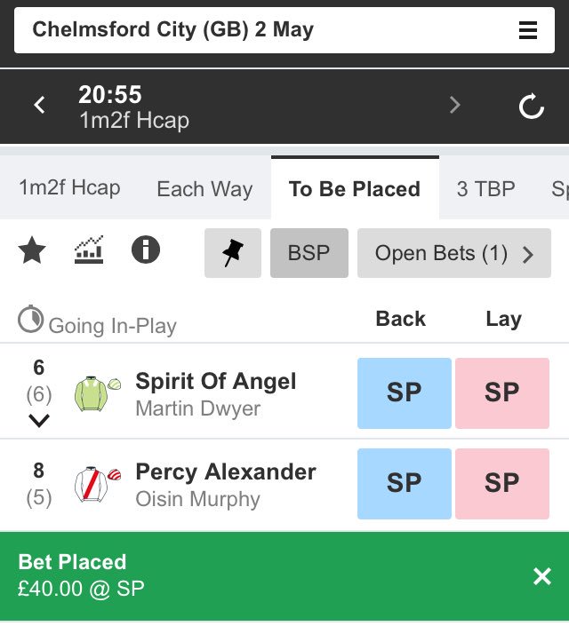 RacingToPlace's tweet photo. 🔸5TH SELECTION🔸

📍 20.55 CHELMSFORD 
🏇 PERCY ALEXANDER
💷 2 PTS TO BE PLACED @ SP https://t.co/HbOipEZl09