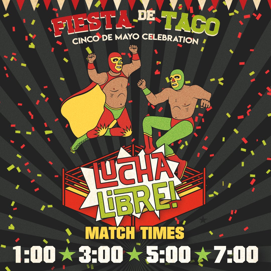 FiestaDeTaco's tweet photo. Enjoy some high-flying action from the Luchadores throughout the day! 🤼 Concert set-times coming soon! https://t.co/TAUApsu7iB