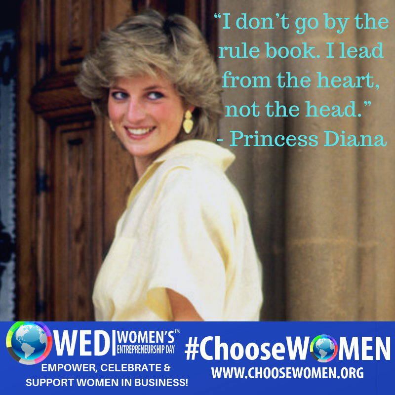WEDWomen's tweet photo. “I don’t go by the rule book. I lead from the heart, not the head.” 
- Princess Diana
#ChooseWOMEN #WomenWOW https://t.co/dlR507EuOB