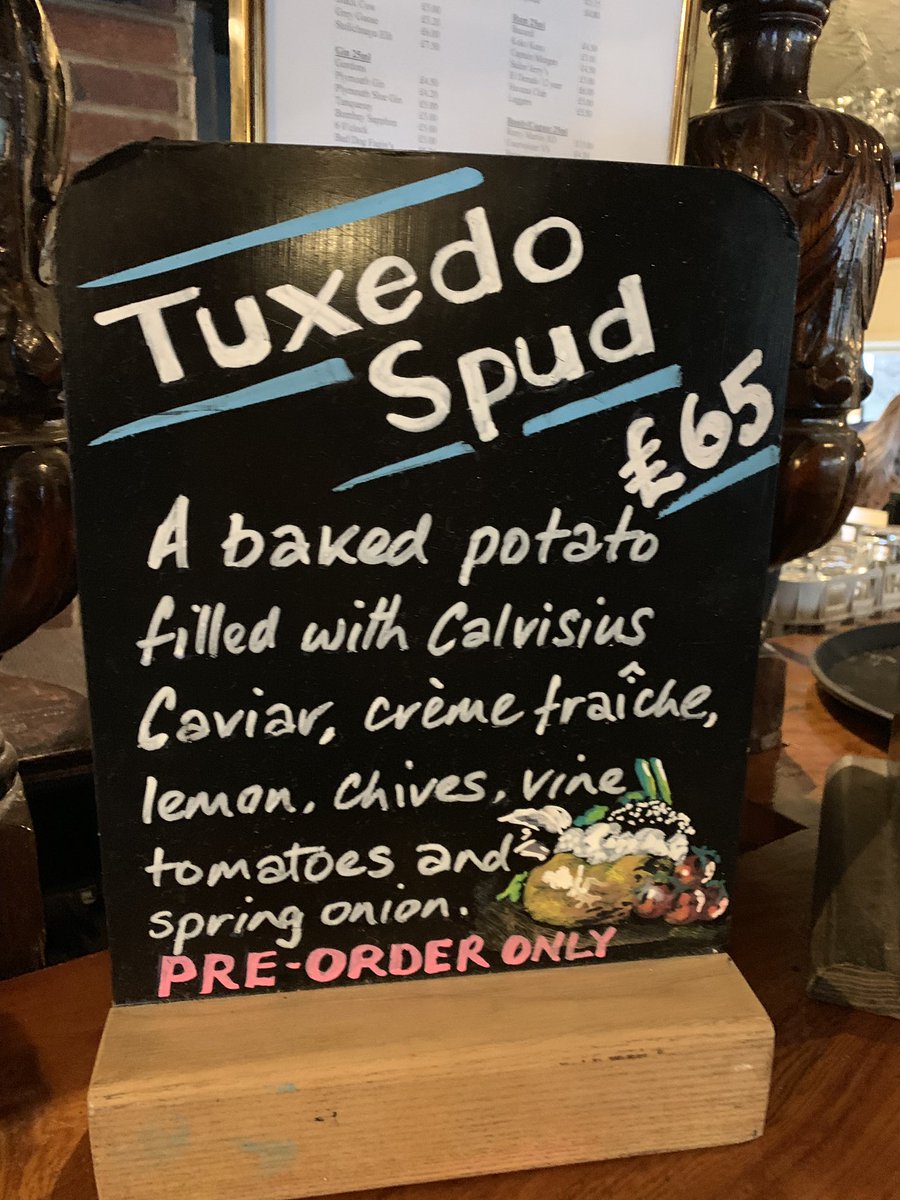 ELBiggs's tweet photo. Is this the most expensive jacket potato?? £65?!? #caryarms #Foodies #expensive https://t.co/UEvPRTekM2