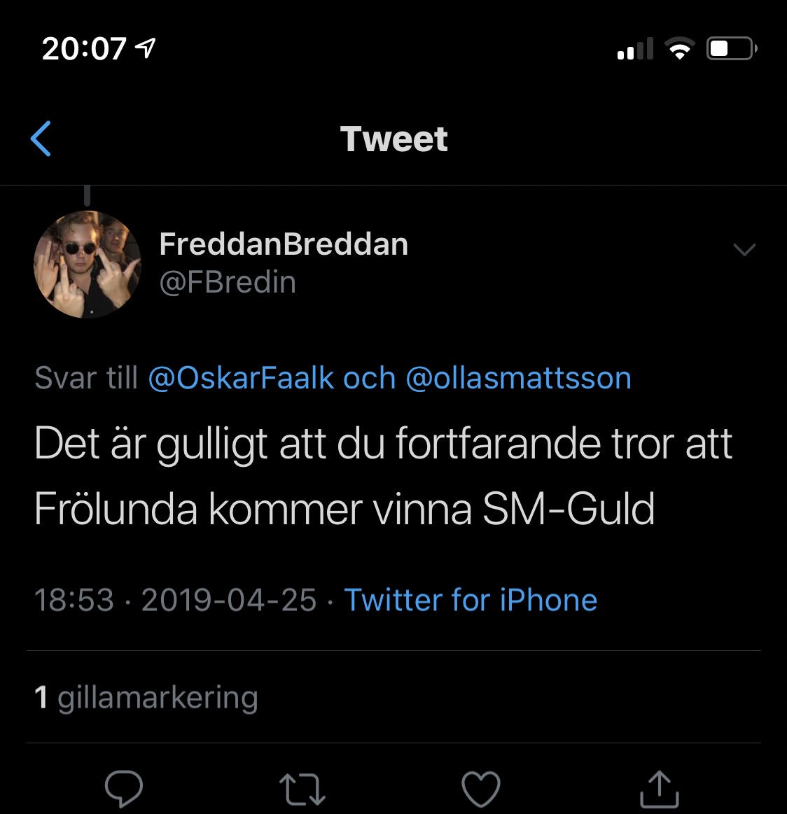 Fan va gött man mår nu <a href="/FBredin/">FreddanBreddan</a> <a href="/OskarFaalk/">Oskar Falk</a>