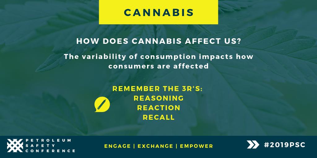 EnergySafetyCan's tweet photo. How does cannabis affect us? Dan Demers of @CannAmm explains the 3 R's #2019PSC

#EnergySafetyCanada #safety #oilandgas #OHS #safetysuperheroes #drugtests #workplacetesting #drugtesting #cannabis #workersafety #ZeroInjuries #ZeroIncidents https://t.co/6lXuCD0ohN