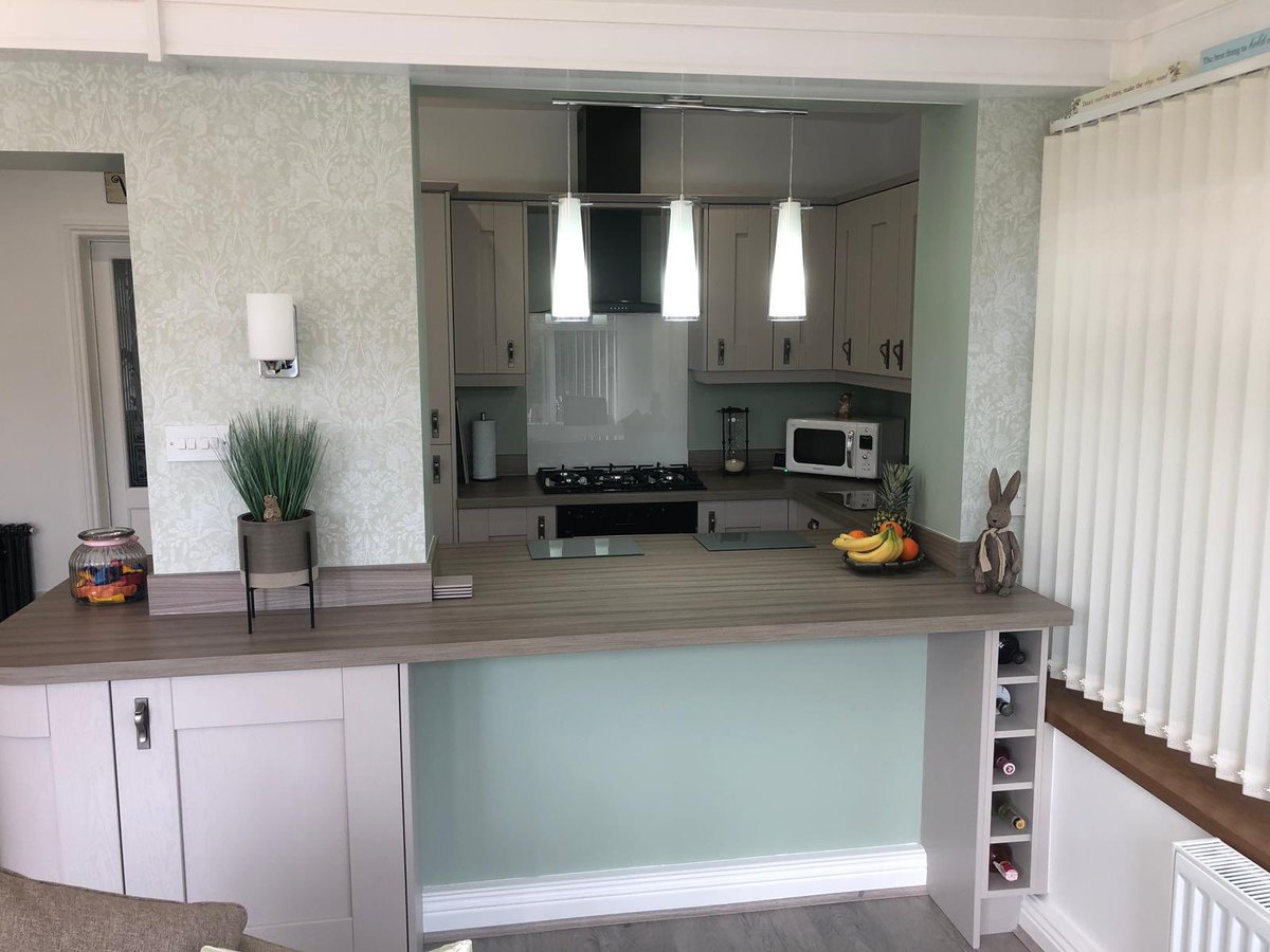 Recent fenwick cashmere shaker kitchen supplied &amp; fitted by prestige kitchens &amp; bedrooms . Call in to our showroom in ferrybridge or give us a call on 01977 264100 for a free design &amp; quote . prestigekb.co.uk #shakerkitchen #kitchen #cashmere