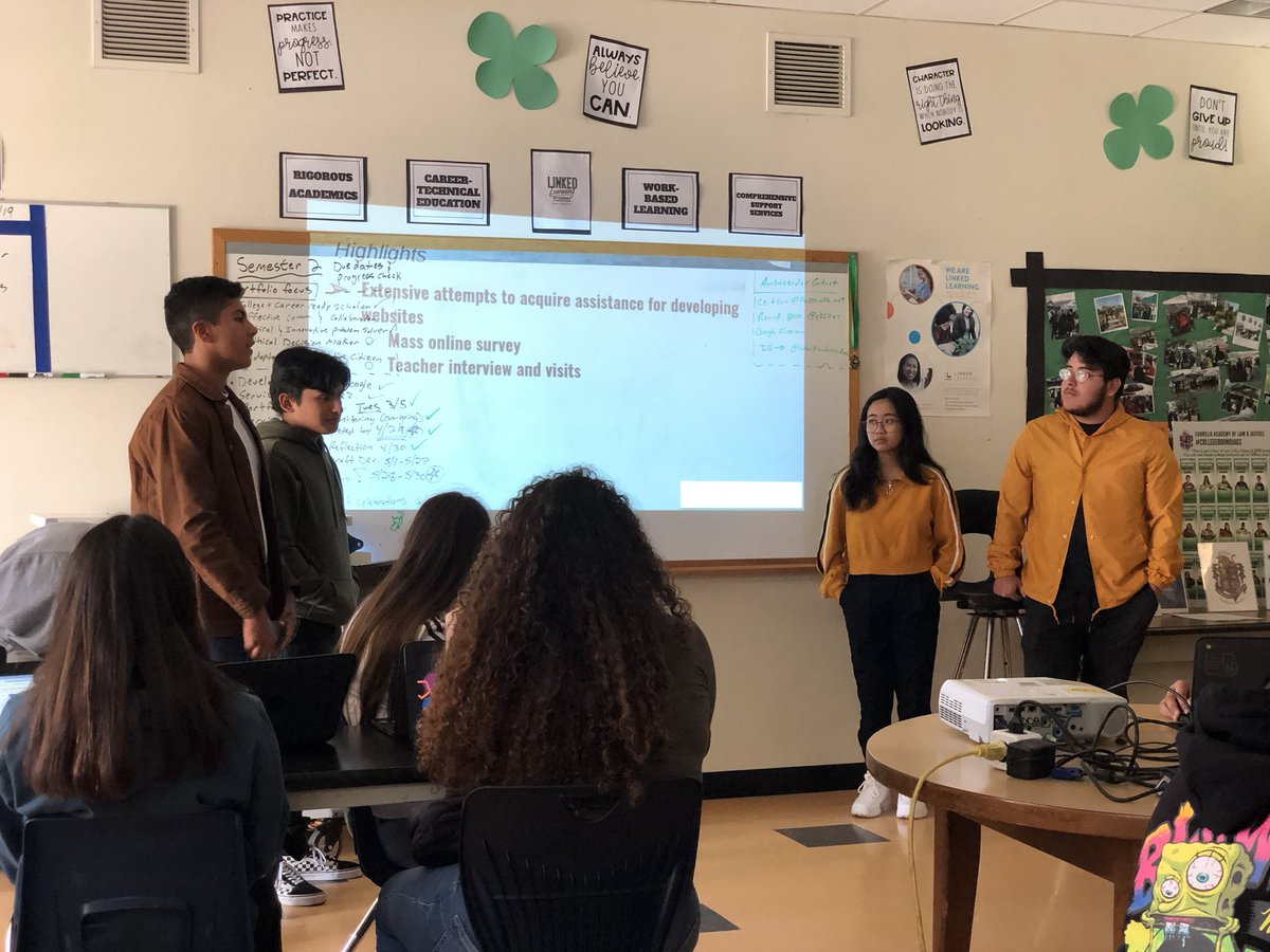 CabrilloJagsLB's tweet photo. Cabrillo #Linkedlearning Ambassadors 2nd  semester service project reflection presentations. #whatworked #debrief #lessonslearned #successinthewest #proudtobelbusd https://t.co/70VB3zcsvQ