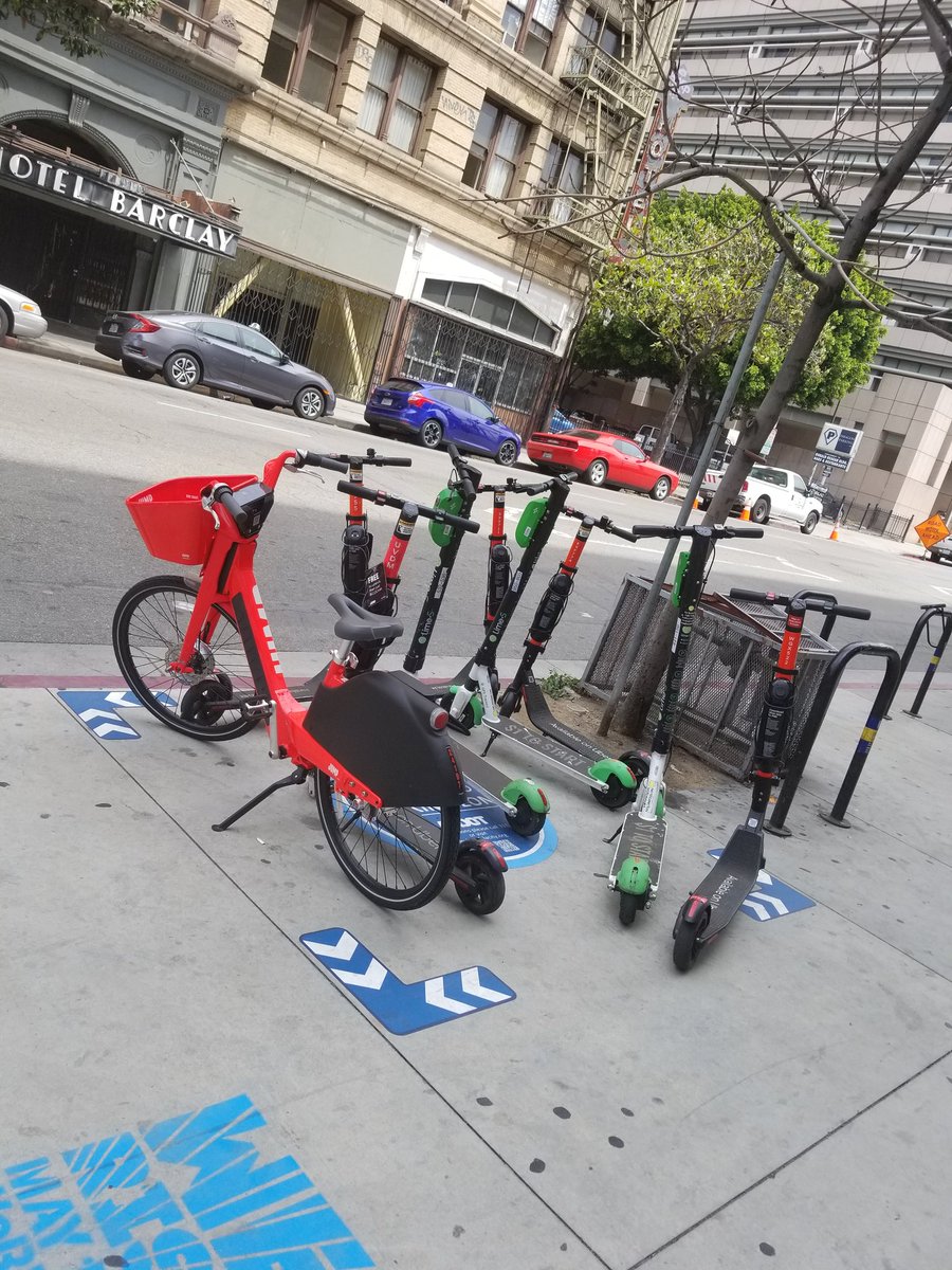 Love seeing our #DTLA Drop Zones in use - YAS! #losangeles <a href="/LADOTofficial/">LADOT</a> #scooters #transportation <a href="/dtlafwd/">DTLA FWD</a>