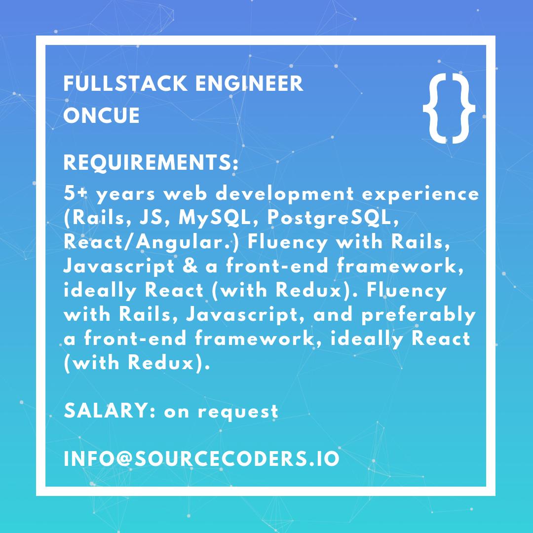 sourcecodersio's tweet image. Our client, OnCue, is looking for a strong senior level engineer to help them keep up with the needs of their growing customer base.
For more information and to apply, head to: buff.ly/2IQsCuF
#nowhiring #techjobs #sourcecoders