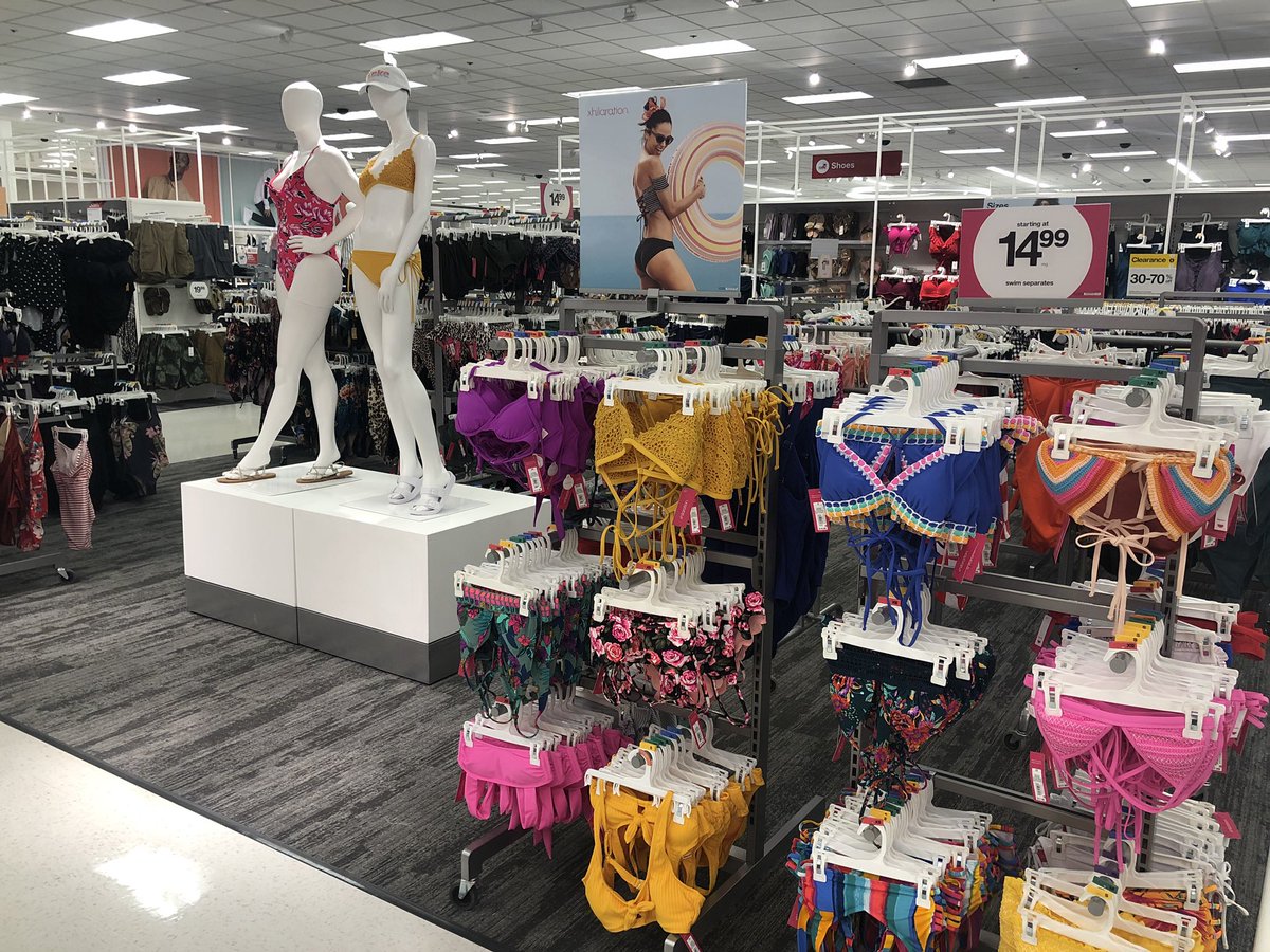 Nick4Target's tweet image. We’re ready for Swim season at T694!  Summer wya?! Shout out to Style Consultant Intisar and Style TL Kaylee for a great set!👙☀️🌸 @AspiczkaJ @MaggieThaden @JenieBrisson