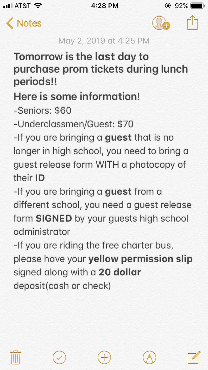 rrhsclass2019's tweet photo. Seniors 🤠 if you are purchasing prom tickets please read this to make sure you have everything since tomorrow is the final sales day! https://t.co/FiM4aWvmij
