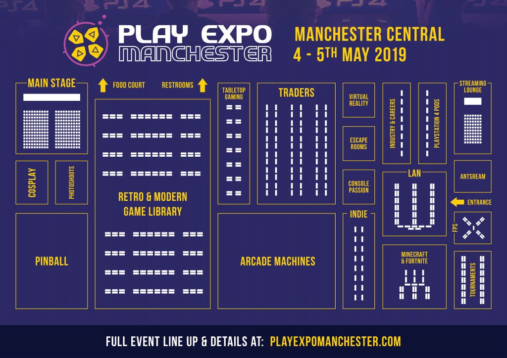 ReplayEvents's tweet photo. Here's the floorplan and all the schedules for your weekend at #PLAYExpoManchester so you can make sure you're exactly where you need to be!

Tickets - https://t.co/rvwxdDiqLk

Facebook - https://t.co/JeDE1ARk7J

#PLAYExpo #gaming #retrogaming #arcade #pinball #retro #Tournament https://t.co/b5vckiGLPv