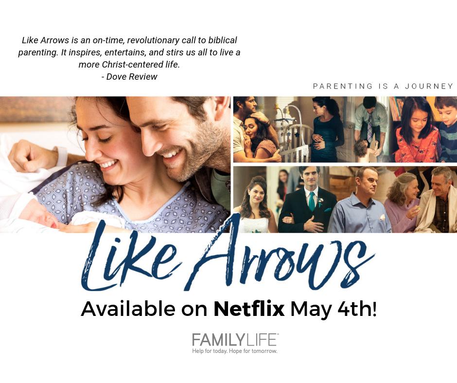 FamilyLifeToday's tweet photo. We've got your weekend movie night covered! 🎉🎞️ #LikeArrows will be available on @netflix THIS Saturday, May 4. https://t.co/aAG2sxTYRT