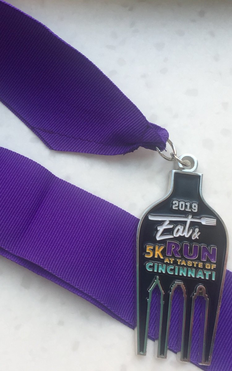 CincyChamber's tweet photo. Check out the tasty medal you'll receive when you participate in the very first #Eat&amp;Run5K at @TasteCincinnati. Join us Sunday May 26, 10am. Register now! https://t.co/ylpimJogo6 #Run #Cincinnati #ForkYes @RunFlyingPig https://t.co/CqVuUICQin
