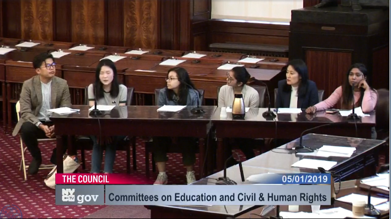 NYCSPHS's tweet photo. In solidarity w/ many youth leaders and educational equity advocates across NYC, @NYCSPHS members testified yesterday in support of #SHSAT reform &amp; for race equity in all our public schools (beyond just specialized HS)
#APA4EdEquity #SHSAT #notyourwedge #notyourcover https://t.co/IL6QajOTsc