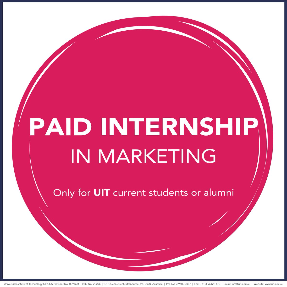 studyuit's tweet image. GREAT OPPORTUNITY!
HYDAC, a major international manufacturer and leader in fluid and automation control technology, is looking for a highly motivated person for its Marketing Internship program.
For more information, send us a private message or email info@uit.edu.au