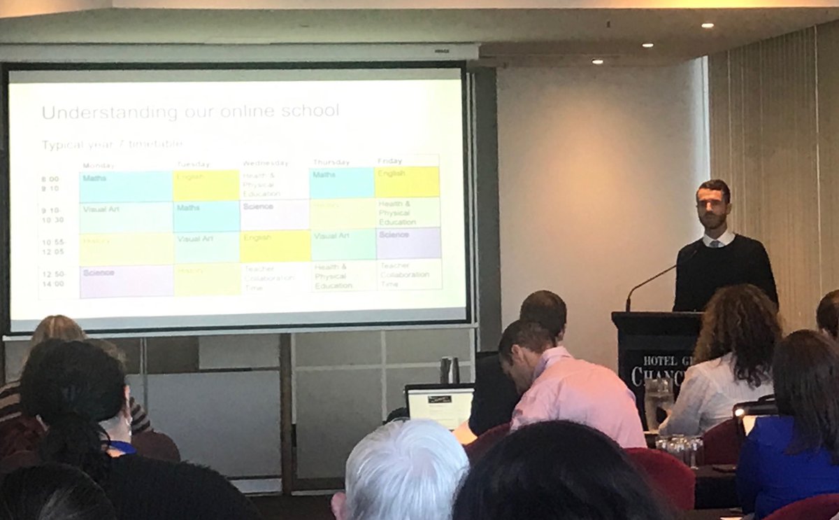 jbowes's tweet photo. Great session from Ryan Bishop, Brisbane School of Distance Education on a culture of innovation to share action research findings on effective student engagement. Innovation requires permission and time. #AADES19 #ICEIP19 @Curriculum11_12 #elearning https://t.co/YRuOZeAmUN