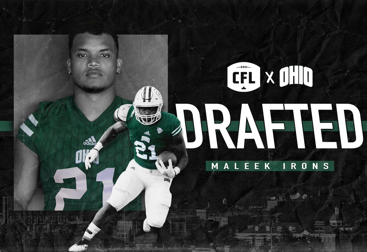 OhioFootball's tweet photo. With the 22nd pick in the 2019 @CFL Draft, the @Ticats select @maleekirons! 😼🐯🏈🇨🇦

#BleedGreen https://t.co/hvNJ23bfLH