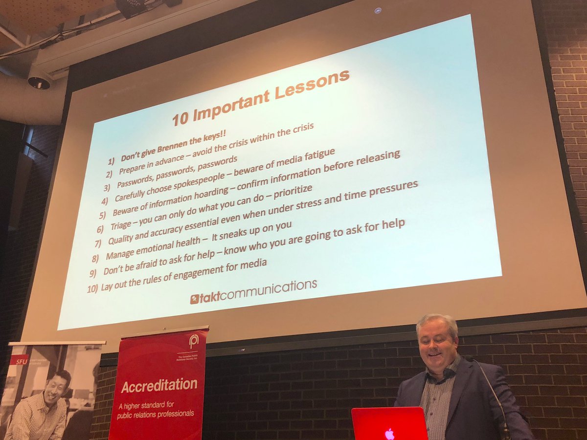 CPRSVancouver's tweet photo. Sorry, Brennen! @GBastedo shares his top 10 lessons learned from working on the Humboldt Broncos communications #cprsproud https://t.co/FPOuWWAMIW