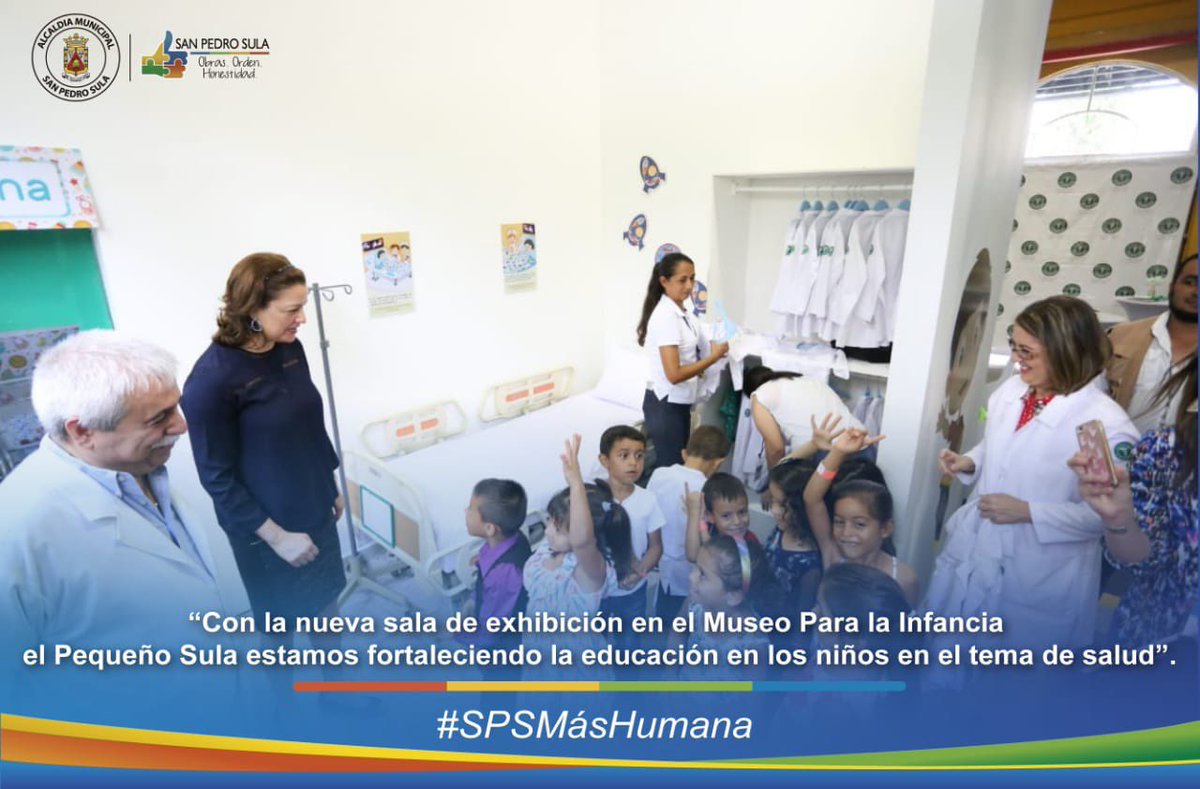 armandocalisps's tweet photo. Seguimos creando importantes espacios de recreación-aprendizaje para nuestro niños como la nueva sala de exhibición “Hospital Centro Médico Sampedrano" que Karen y ejecutivos de #Cemesa habilitaron en el Museo para la Infancia #ElPequeñoSula, reforzando así aún más la educación. https://t.co/mPKfDzLfd7