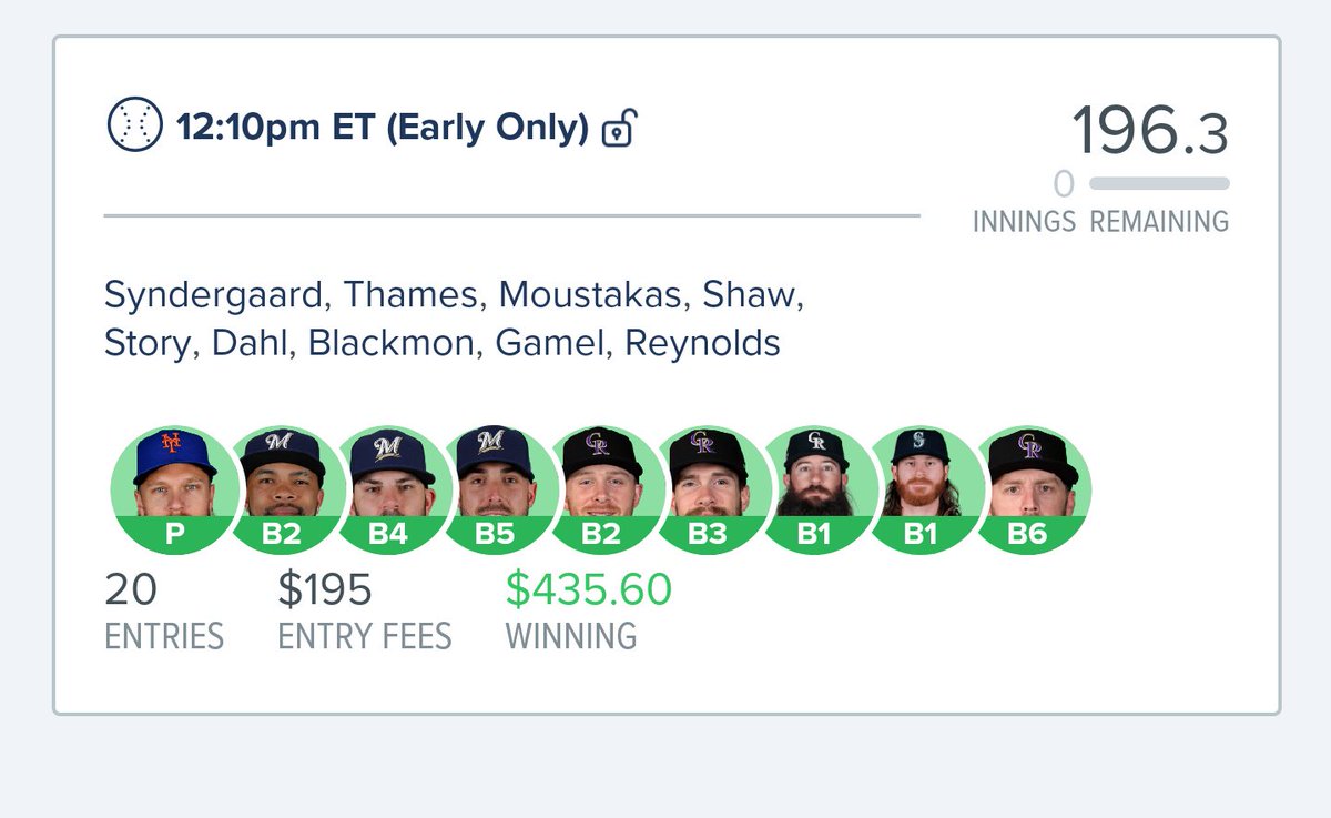 DenverCityMike's tweet photo. 🏆Early only is a winner on #FanDuel for #GPP #Cash and #H2Hs!

Message us to get signed up  @denvercitymike @AxisDFS
 We have a 🔥 promo for monthly or season long! 

Our Daily and Weekly packages are available @PicksCity 
#AxisDFS #DenverCityMike

Let’s Rock this 2 Game tonight https://t.co/b1SfUEU9uu