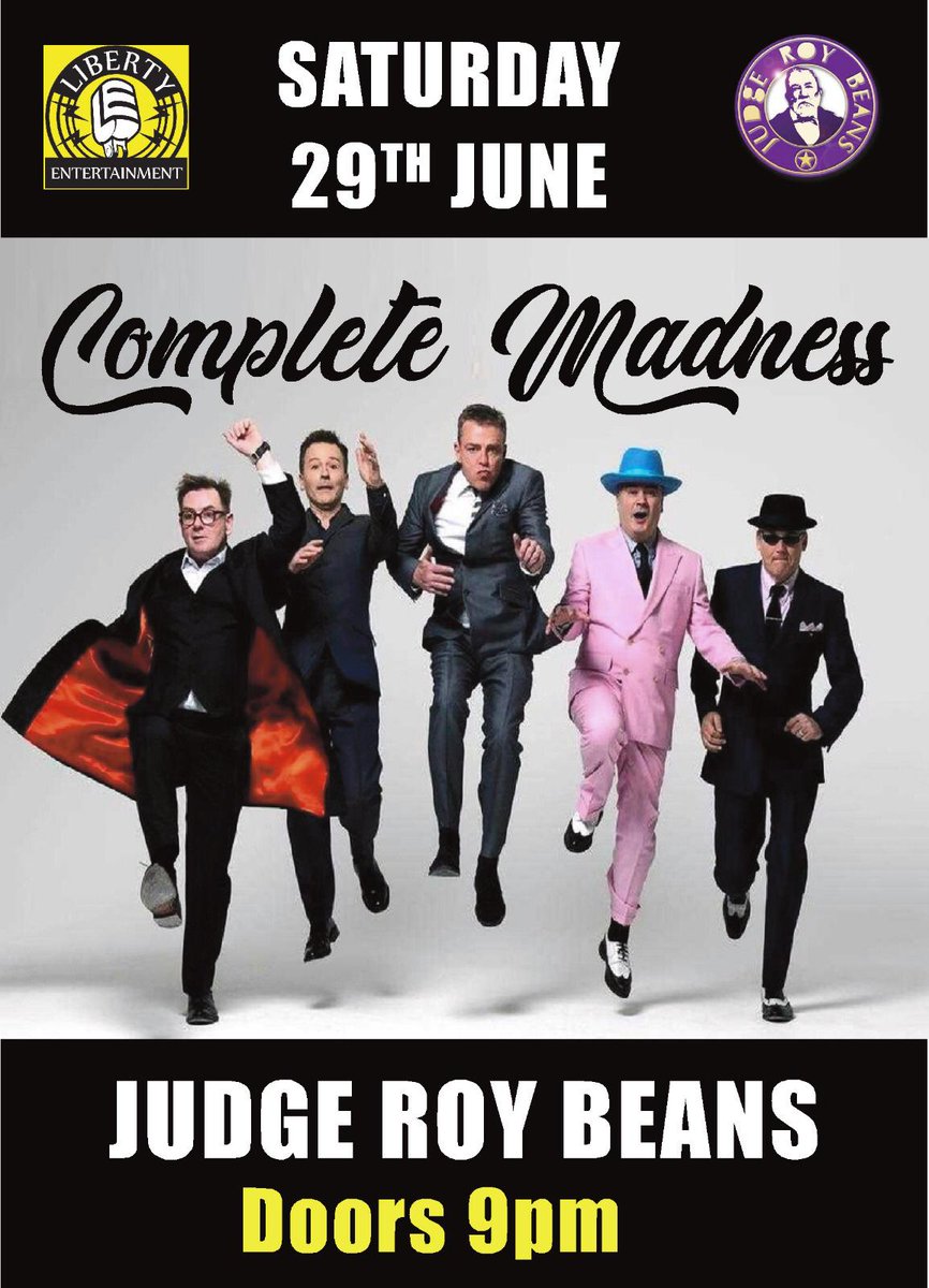 26th June Complete Madness brought to you by Liberty Entertainment
ticketstop.ie/event/2594/com… #livemusic #events