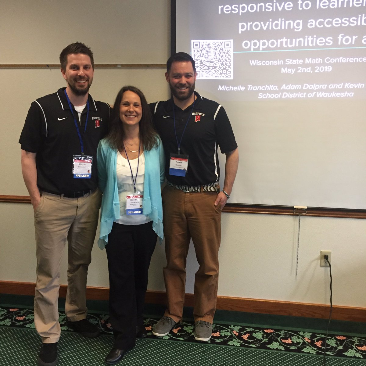 MichelleTranchi's tweet photo. Adam and Kevin rocked it at @WIMathCouncil sharing small guided groups and how application time can be accessible for all! Such dedicated and talented educators!@HadfieldHuskies #wismath19 #sdwmath https://t.co/BBeTZv7KYd