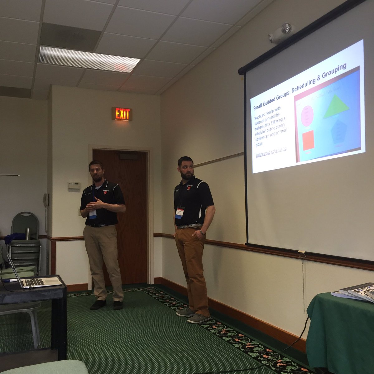 MichelleTranchi's tweet photo. Adam and Kevin rocked it at @WIMathCouncil sharing small guided groups and how application time can be accessible for all! Such dedicated and talented educators!@HadfieldHuskies #wismath19 #sdwmath https://t.co/BBeTZv7KYd