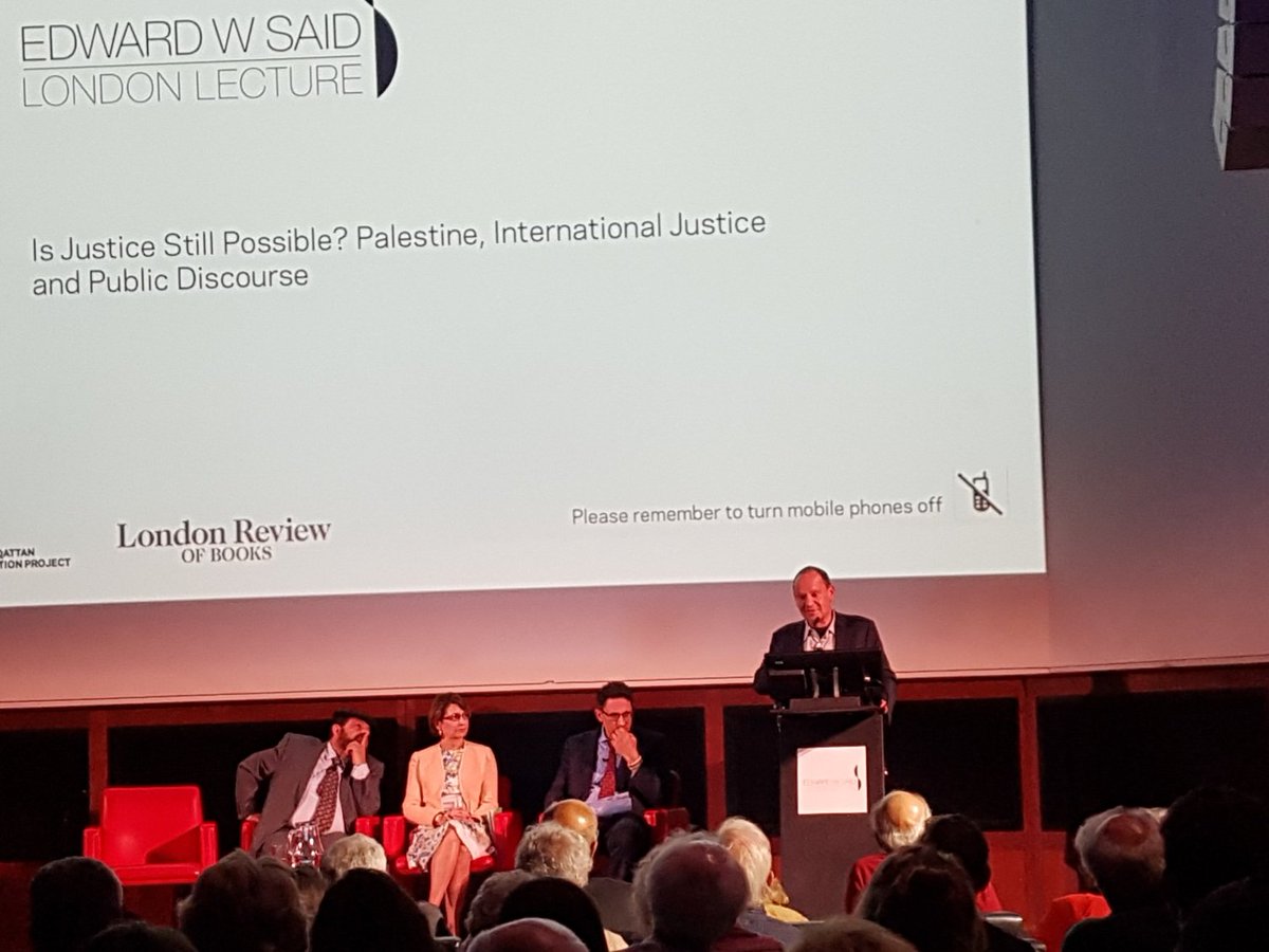 Ronan_Lee's tweet photo. @philippesands tells the annual Edward Said Lecture to not be starry eyed about the possibilities provided by international law but not to give up hope. It can be a long game. @TheMosaicRooms #saidlondonlect https://t.co/wp4gwaZ3M1
