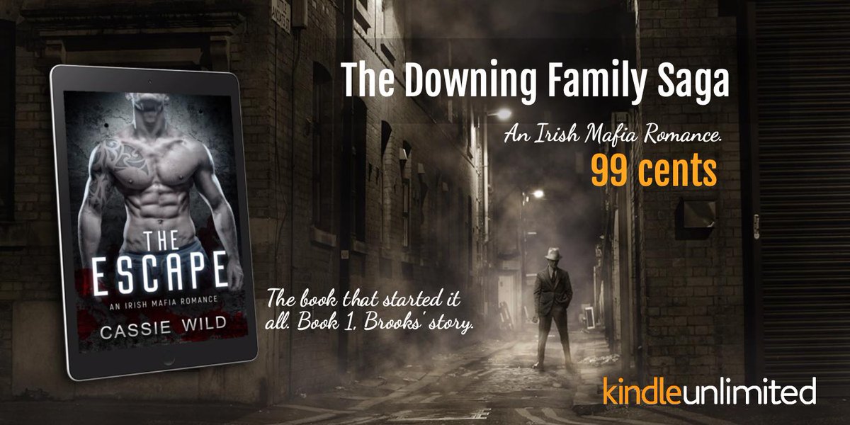 99cents! The book that started it all! The Escape Book 1, the Downing Family saga.😍 BUT WAIT! There's more! FREE prequel to The Escape at cassiewild.com                
Link to Book 1: mybook.to/TheEscapeBook               
#IARTG #Mafiaromance #kindleUnlimited #IAN1