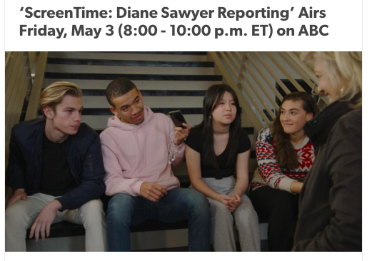 EffectiveEffort's tweet photo. Mark Your Calendars! Friday May 3rd at 8:00 est. ABC NEWS.  TELEVISION EVENT DOCUMENTING THE IMPACT OF SCREEN TIME, TECHNOLOGY AND SOCIAL MEDIA ON FAMILIES https://t.co/fkLQJ0A9Me https://t.co/zv3CzvfUtS https://t.co/iyVRCqRGn4