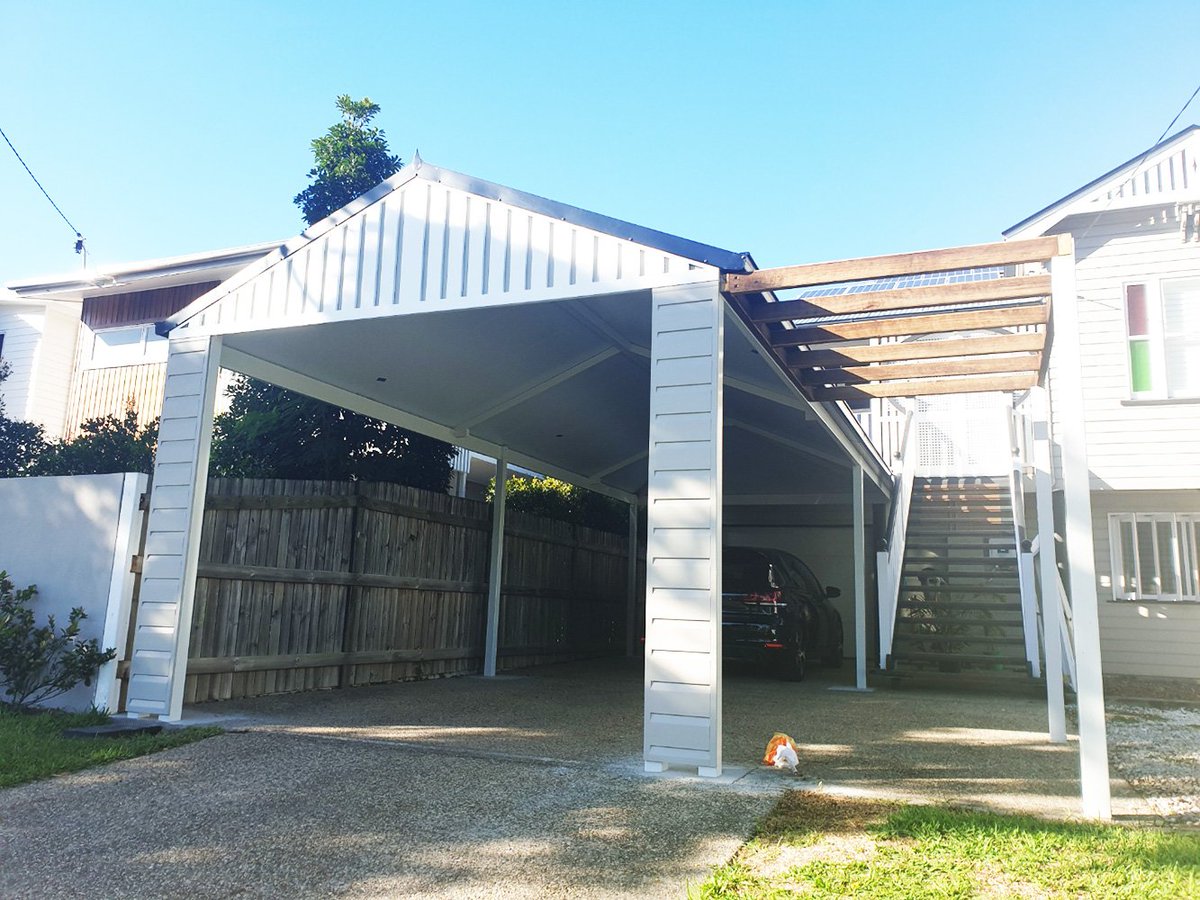 Premium Lifestyles On Twitter Gable Pitched Carport Fully Welded And Dulux Powder Coated All Gal Trusses And Beams Weather Board Cladding And A Fibre Cement Sheet With Decorative Cover Strips To Create An