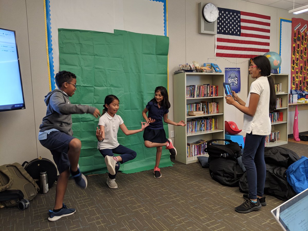 sallyhoyt's tweet image. Greenscreen fun in fifth grade. #wcsjoyfullearning #WestlakeCharter