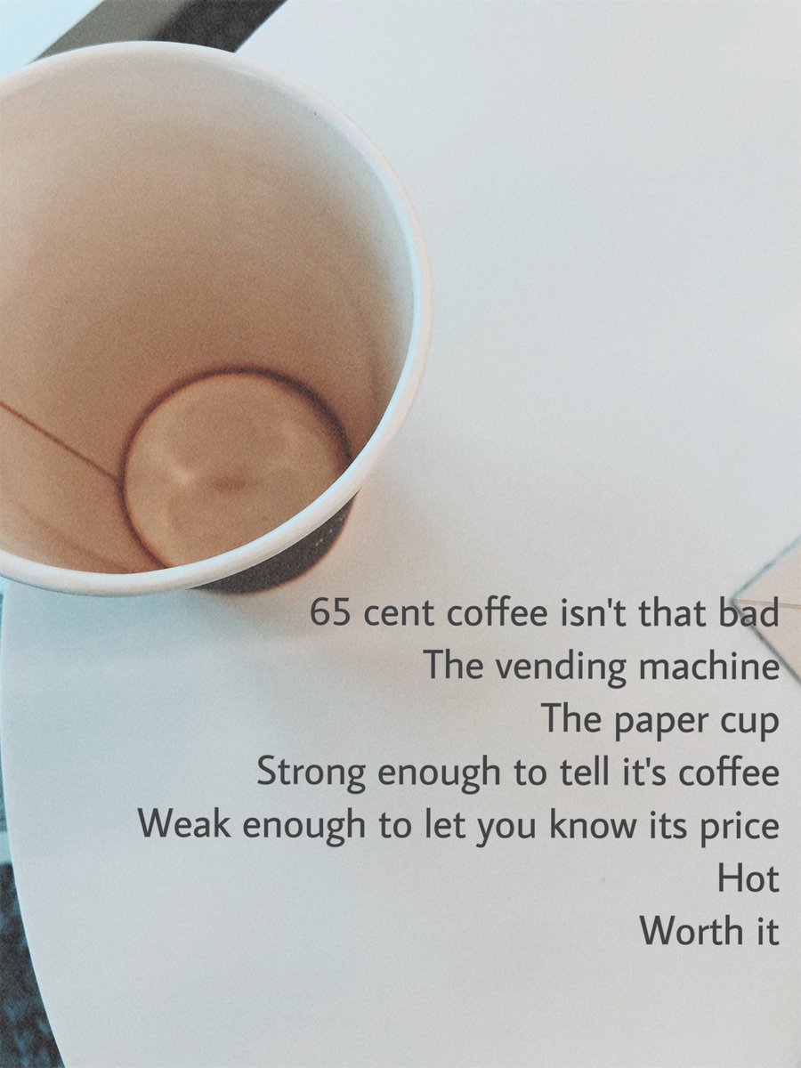 wordsforwards's tweet photo. ¢65 Coffee.  #poetry #coffee #love #life #death https://t.co/FFKqebFWxe
