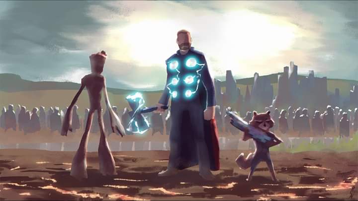 AndryShango's tweet photo. @MarvelStudios @Avengers "Infinity War" color study.
#Avengers #Thor #Groot #RocketRaccoon @JamesGunn https://t.co/4U1Wcf9yZ8