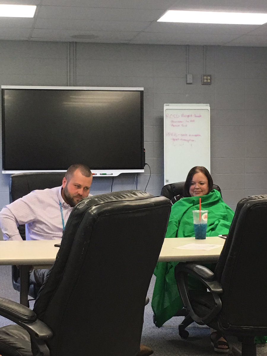 When the green screen is multi-purpose! Newscasts in the morning and blanket during the webinar with Adobe. Technology cannot only enhance your lessons, but keep you warm! <a href="/BKGaddie/">Brian Gaddie, Ed.D.</a> <a href="/ash525/">Ash</a> #lovemyteam