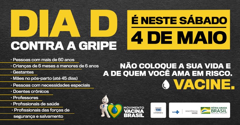 minsaude's tweet image. No ano passado, a gripe matou 1.381 pessoas. Não coloque a sua vida e a de quem você ama em risco. Neste sábado, procure uma unidade de saúde, leve a caderneta de vacinação e vacine contra a gripe. #VacinaBrasil