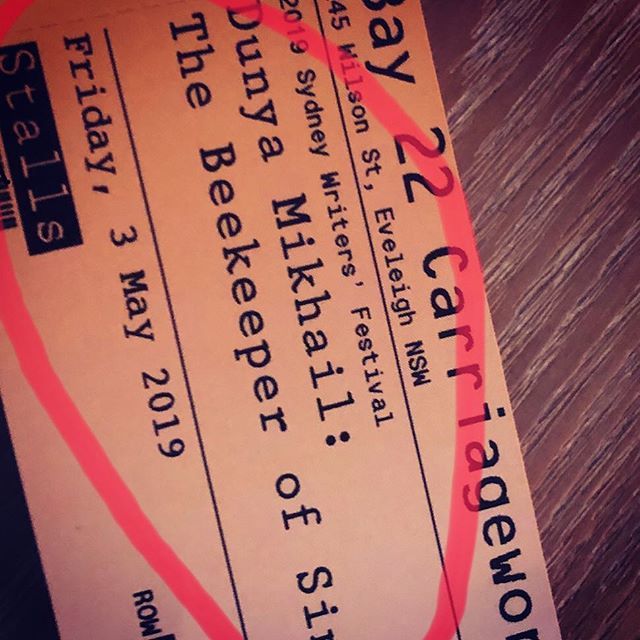 Two available tickets at 3pm this afternoon at #carriageworks for #thebeekeeperofsinjar #dunyamikhail #sydneywritersfestival #tickets #giveaway #cantgo #cango #read #enjoy #learn #educate #openyourmind #messageme #pubbookclub #imperialhotelbookclub #visi… bit.ly/2IYaVJm