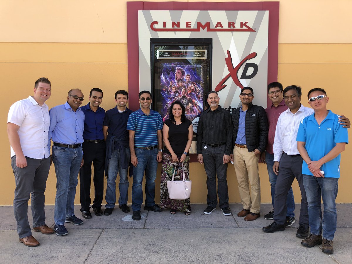 ManiyarShyam's tweet photo. @CiscoEnterprise Avengers who built #Catalyst9K enjoying @Avengers movie outing! Rest assured that world is safe, fast and connected with @Cisco innovations! #WeAreCisco @aoswal1234 @slogha @kssubhash https://t.co/JxEU9AeBD7