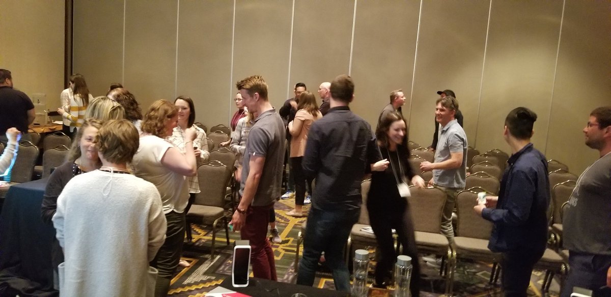 andreacarey's tweet photo. Fun day delivering a #Newcomers presentation @BCRPA #BCRPASymp2019. Playing #HappySalmon as we explored what #goodprograms #goodpeople and #goodplaces can support welcoming Newcomers in their communities. @SportForLife_ @CTJumpstart https://t.co/ipm5RYY2tG