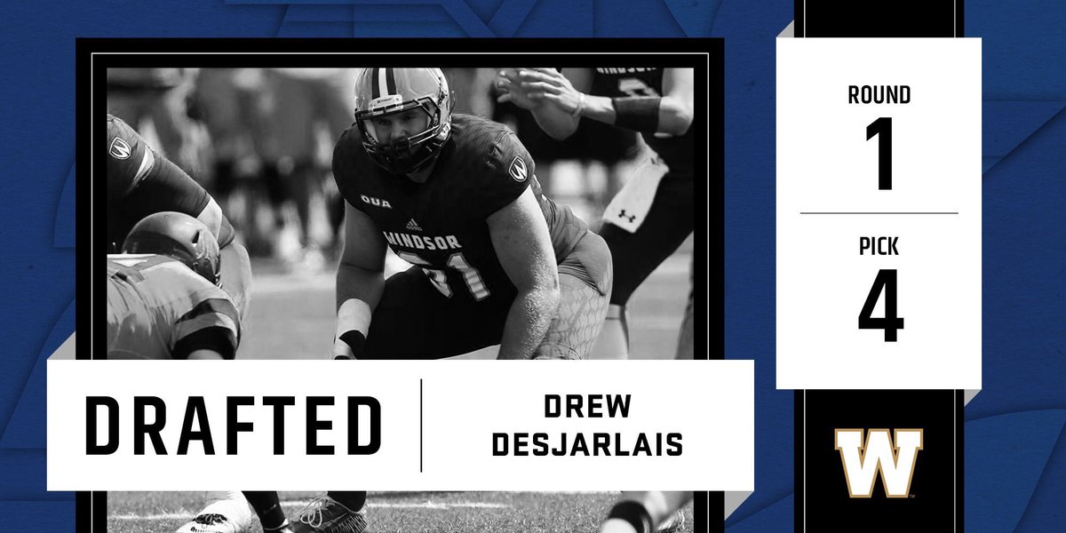 Congratulations to <a href="/DrewDesjarlais/">Drew Desjarlais</a> on being drafted 4th overall to the <a href="/Wpg_BlueBombers/">Winnipeg Blue Bombers</a> !