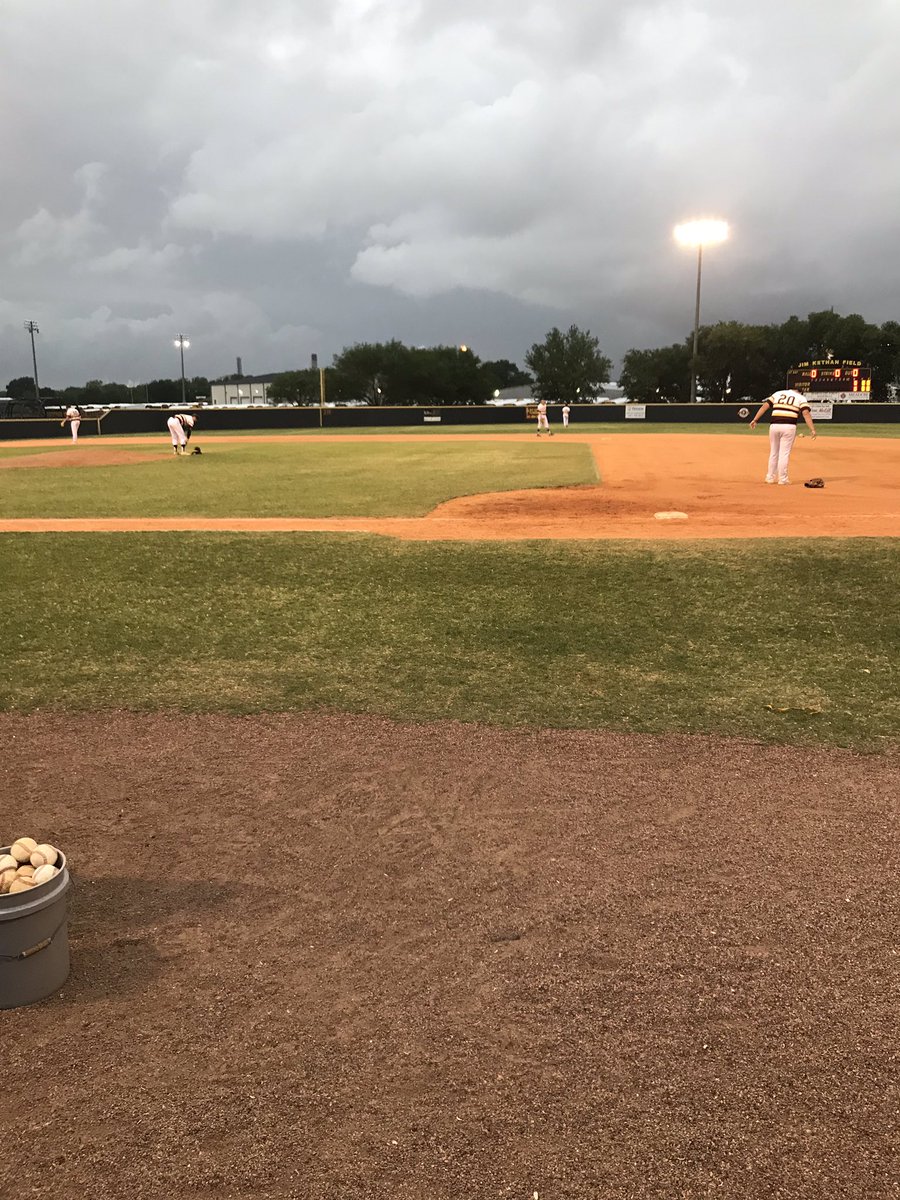 Baseball update: After a 10 minute weather delay, we are ready to play. #playoffbaseball