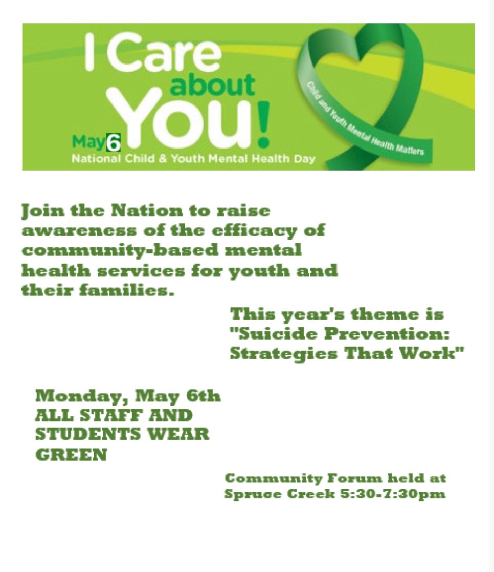 mainlandsga's tweet photo. Attention all Staff and Students of Mainland High School, wear green this Monday, May 6th for Youth Mental Health Day! https://t.co/AxsR7WOTDj
