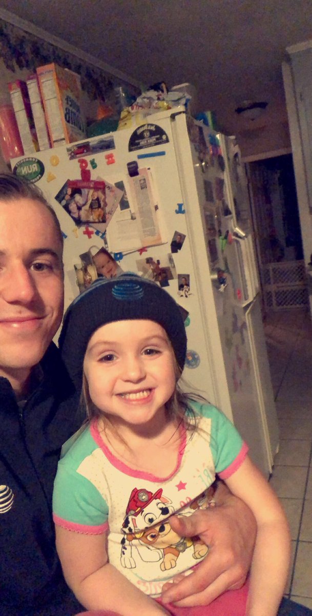 My little princess found my retired at&amp;t beanie 😂