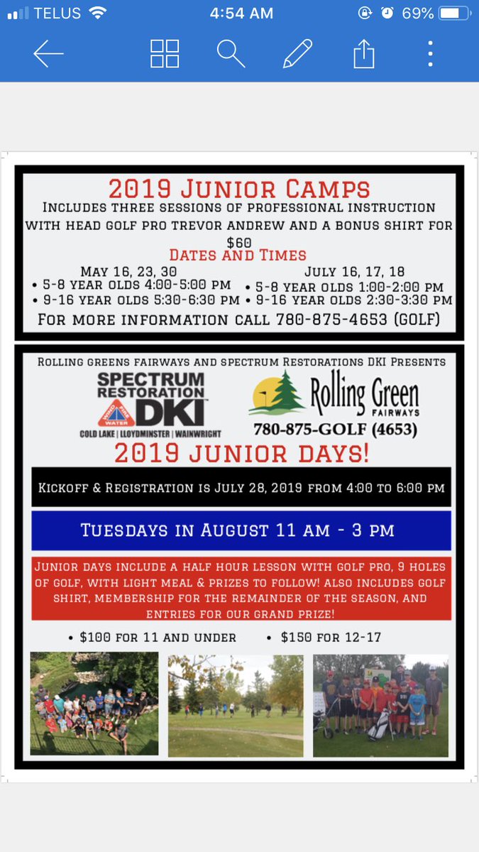 rolling_greens1's tweet photo. #juniorcamps #springdates just around the corner 3 days of fundamentals fun and relaxed atmosphere .. a great prelude to our @Spectrum_DKI 2019 Junior Days @rolling_greens1 in August .. just $60 for 3 days instruction with bonus T-shirt https://t.co/pHE4hgit9d