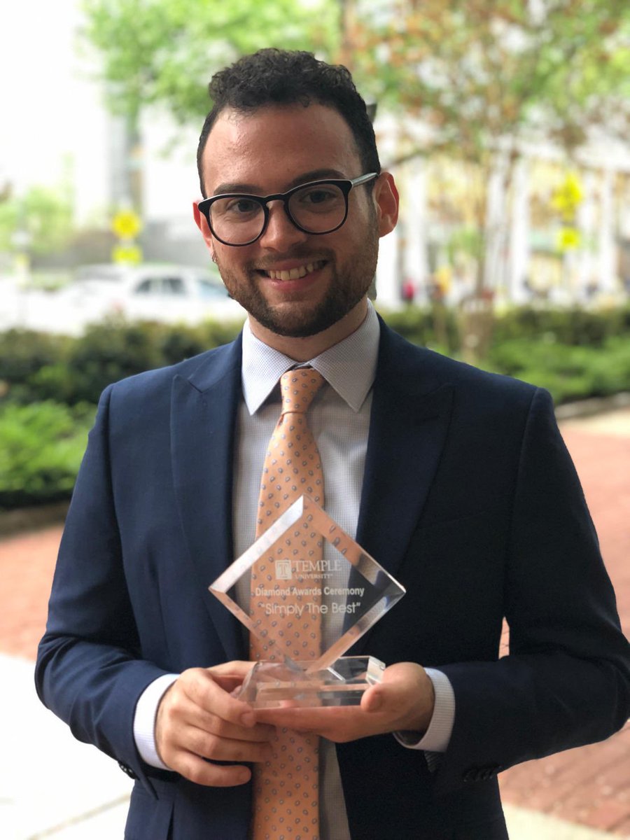TURiskCommLab's tweet photo. A huge congrats to Patrick for being a recipient of The Diamond Award. The Diamond Award is the highest recognition given by the Division of Student Affairs to Temple University undergraduate students. 🎉🎉 https://t.co/jBb7Ixokcu