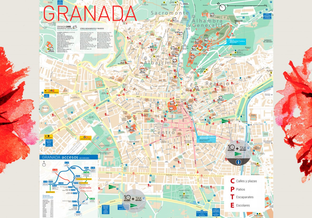 Гранада карта достопримечательностей