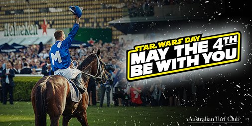 Racing @royalrandwick today on the #Kensington track. Good luck to all punters, owners, jockeys, trainers, racegoers... #MayThe4thBeWithYou #StarWarsDay Gates open 10.45am 1st race 11.40am, last 4.45pm